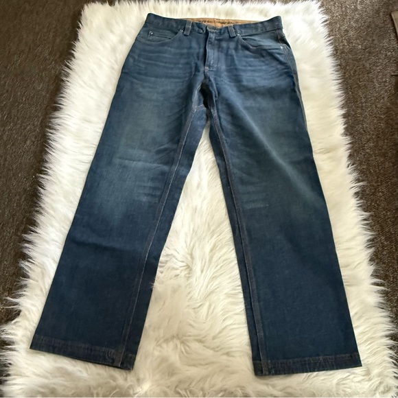 Duluth Trading Co Straight Jeans Mens 34 X 30 Relaxed Fit Blue Denim Workwear - Picture 1 of 11